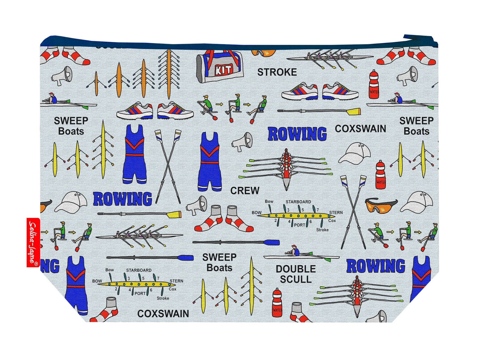 Rowing toiletry bag with vibrant HD print and washable lining by Selina-Jayne Designs