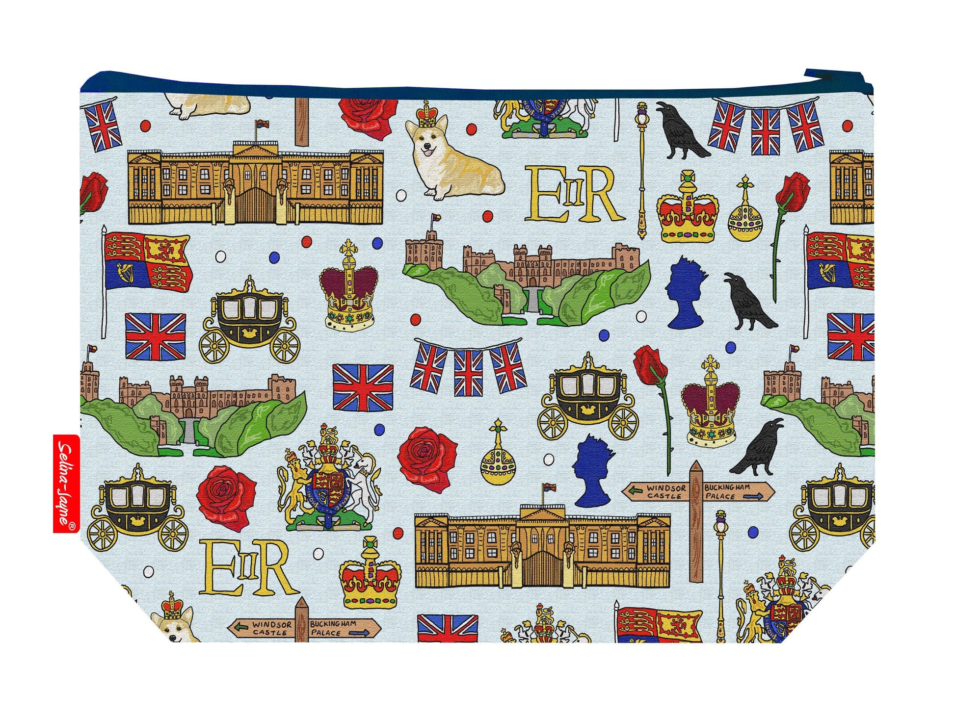 Royals toiletry bag with vibrant HD print and washable lining by Selina-Jayne Designs