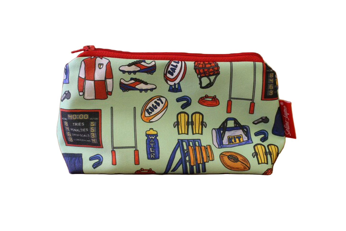 Rugby cosmetic bag by Selina-Jayne featuring vibrant rugby player design with HD print on durable polyester fabric