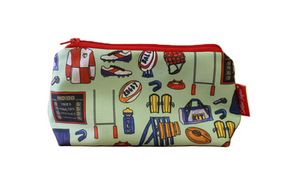 Rugby cosmetic bag by Selina-Jayne featuring vibrant rugby player design with HD print on durable polyester fabric