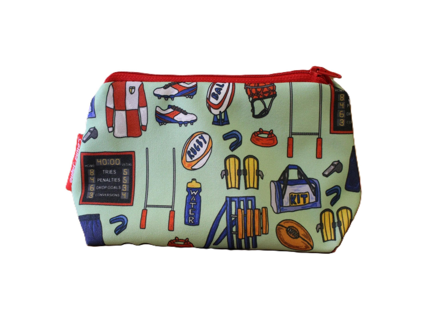 Rugby cosmetic bag by Selina-Jayne featuring vibrant rugby player design with HD print on durable polyester fabric