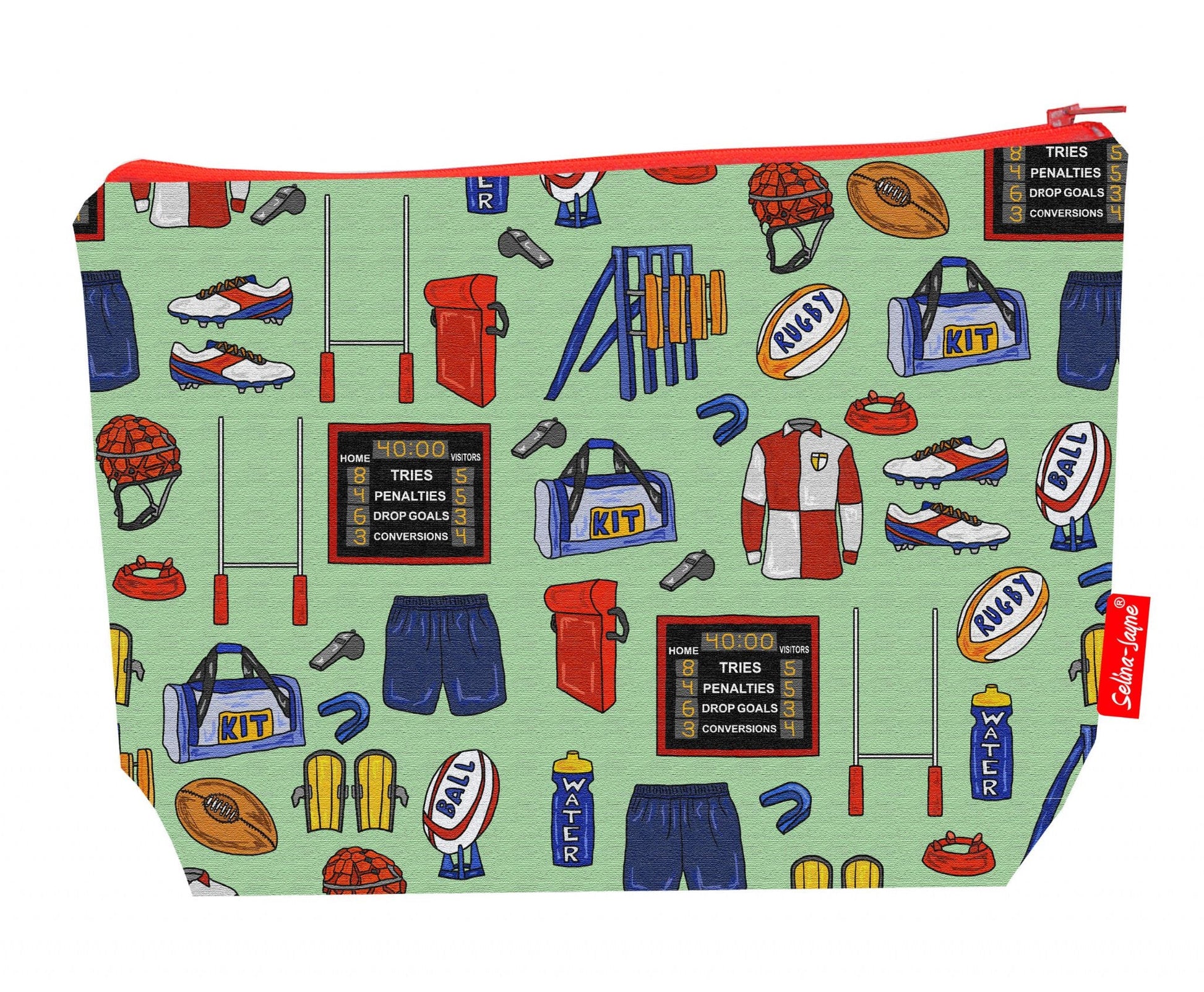 Premium sports lover wash bag featuring rugby design - practical 29cm travel size