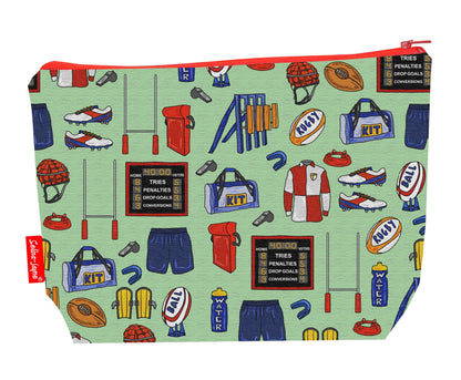 Rugby toiletry bag with vibrant HD print and washable lining by Selina-Jayne Designs