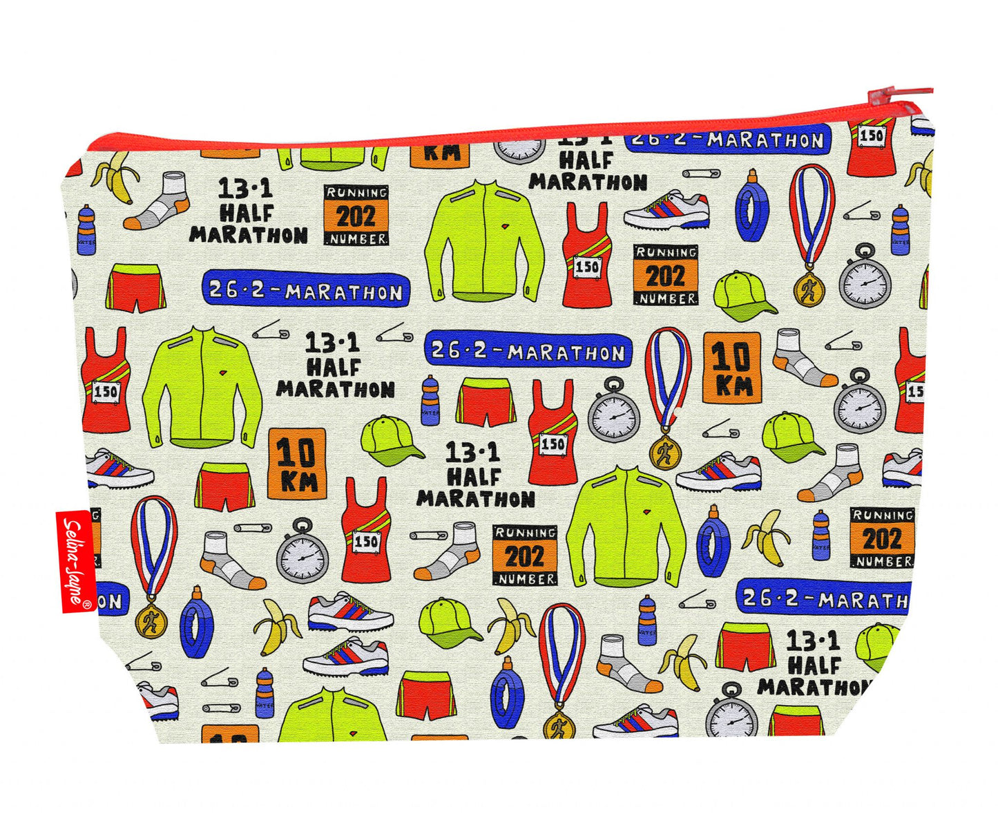 Running toiletry bag with vibrant HD print and washable lining by Selina-Jayne Designs