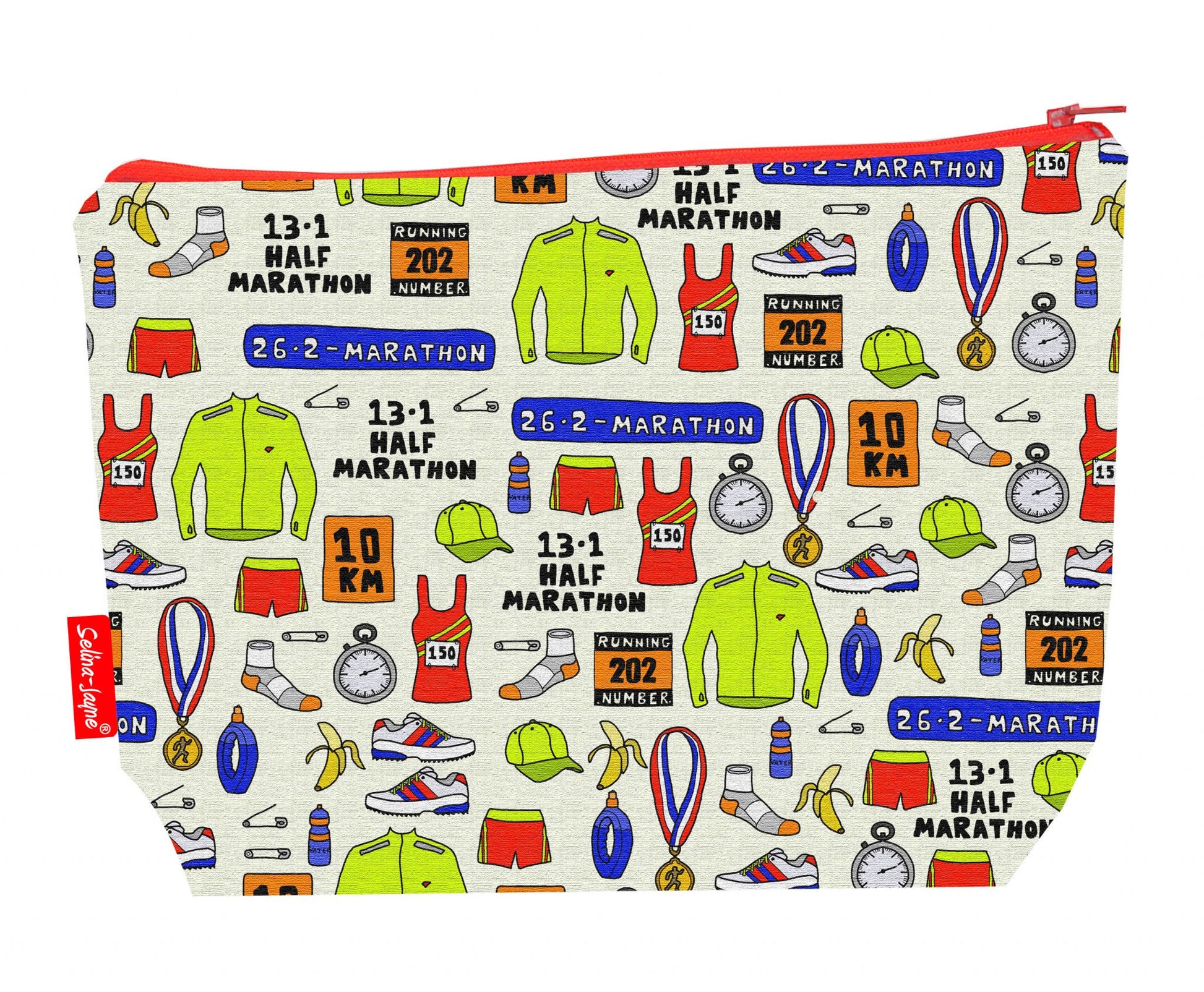 Running toiletry bag with vibrant HD print and washable lining by Selina-Jayne Designs