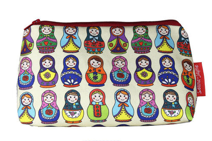 Russian Dolls cosmetic bag by Selina-Jayne featuring vibrant Matryoshka design with HD print on durable polyester fabric
