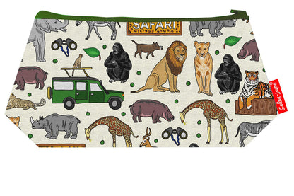 Safari Animals cosmetic bag by Selina-Jayne featuring vibrant wildlife design with HD print on durable polyester fabric