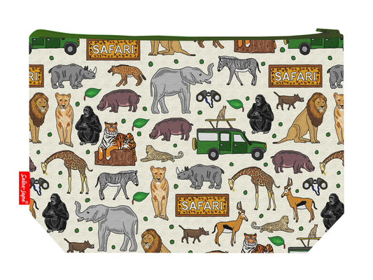 Safari animals toiletry bag with vibrant HD print and washable lining by Selina-Jayne Designs