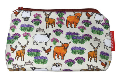 Scottish Highlands cosmetic bag by Selina-Jayne featuring vibrant Scotland scenery design with HD print on durable polyester fabric