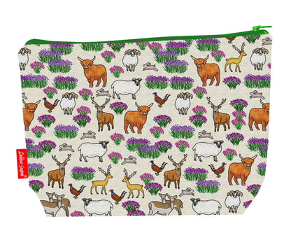 Scottish Highlands toiletry bag with vibrant HD print and washable lining by Selina-Jayne Designs