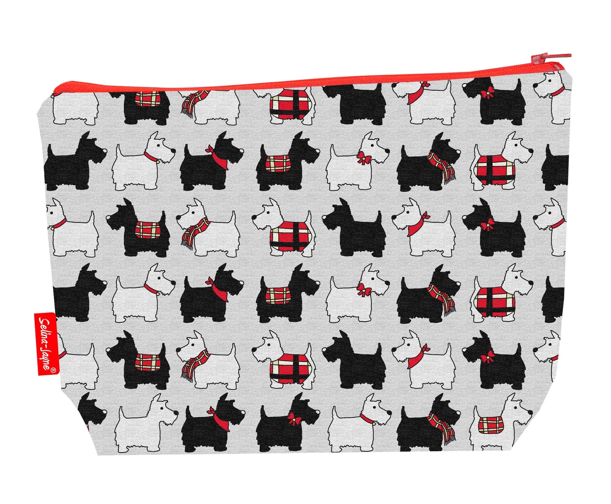 Scotty dogs toiletry bag with vibrant HD print and washable lining by Selina-Jayne Designs