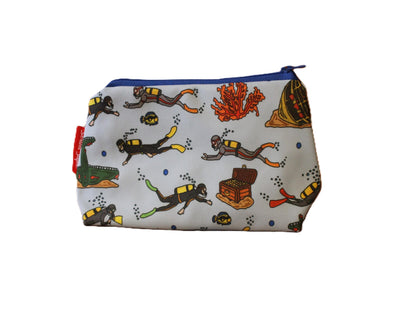 Scuba Diving cosmetic bag by Selina-Jayne featuring vibrant diver design with HD print on durable polyester fabric