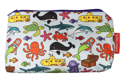Sea World cosmetic bag by Selina-Jayne featuring vibrant ocean life design with HD print on durable polyester fabric