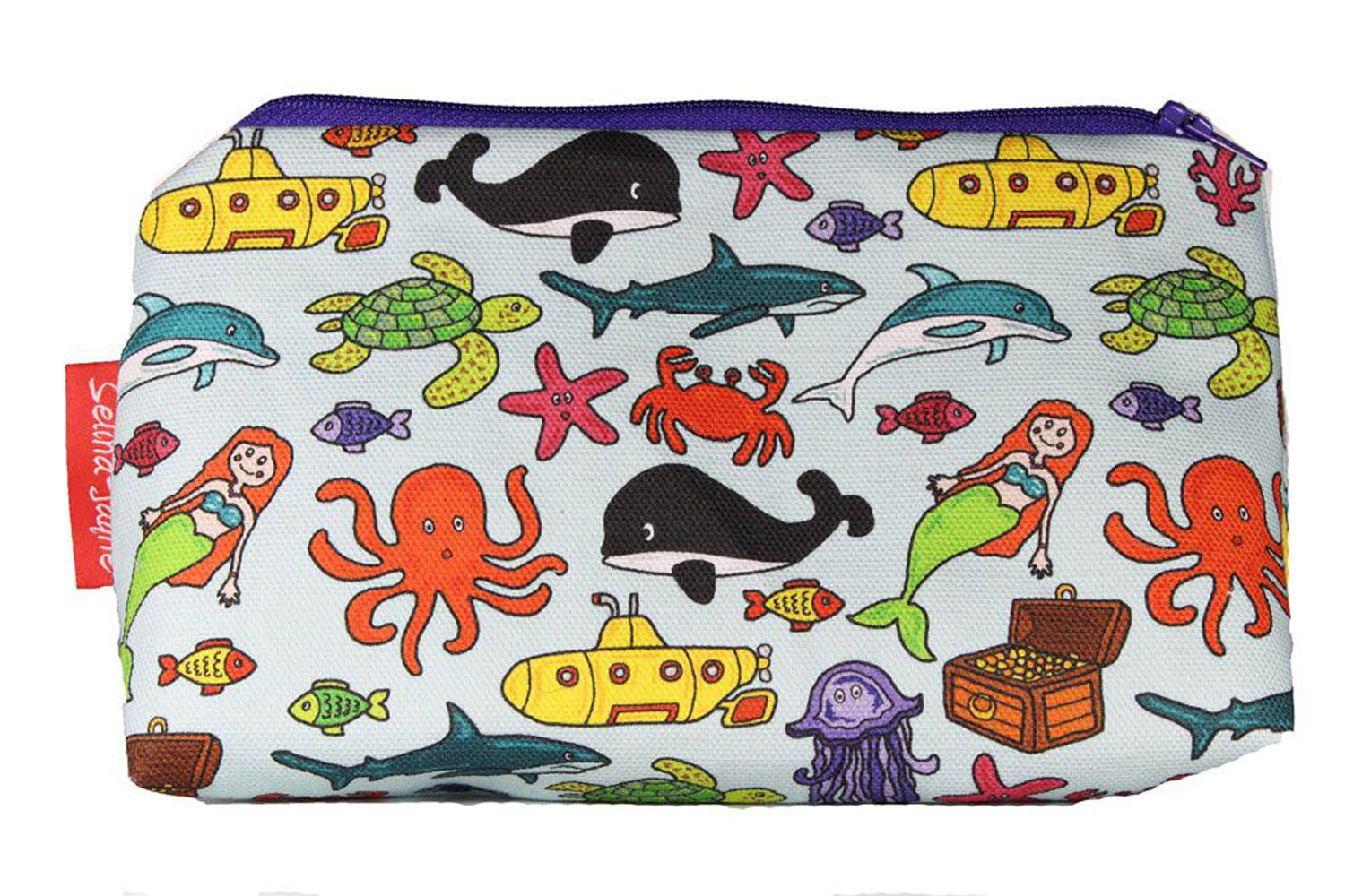 Sea World cosmetic bag by Selina-Jayne featuring vibrant ocean life design with HD print on durable polyester fabric