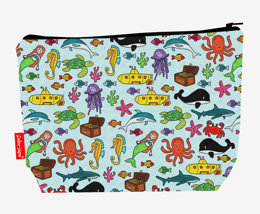 Sea world toiletry bag with vibrant HD print and washable lining by Selina-Jayne Designs