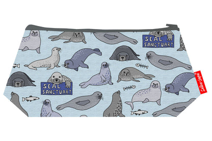 Seals cosmetic bag by Selina-Jayne featuring vibrant marine animal design with HD print on durable polyester fabric