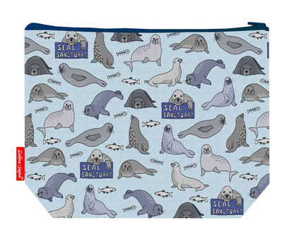 Seals toiletry bag with vibrant HD print and washable lining by Selina-Jayne Designs