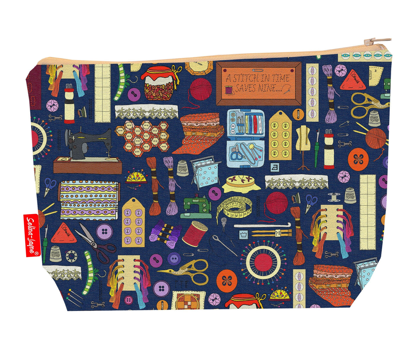 Sewing toiletry bag with vibrant HD print and washable lining by Selina-Jayne Designs