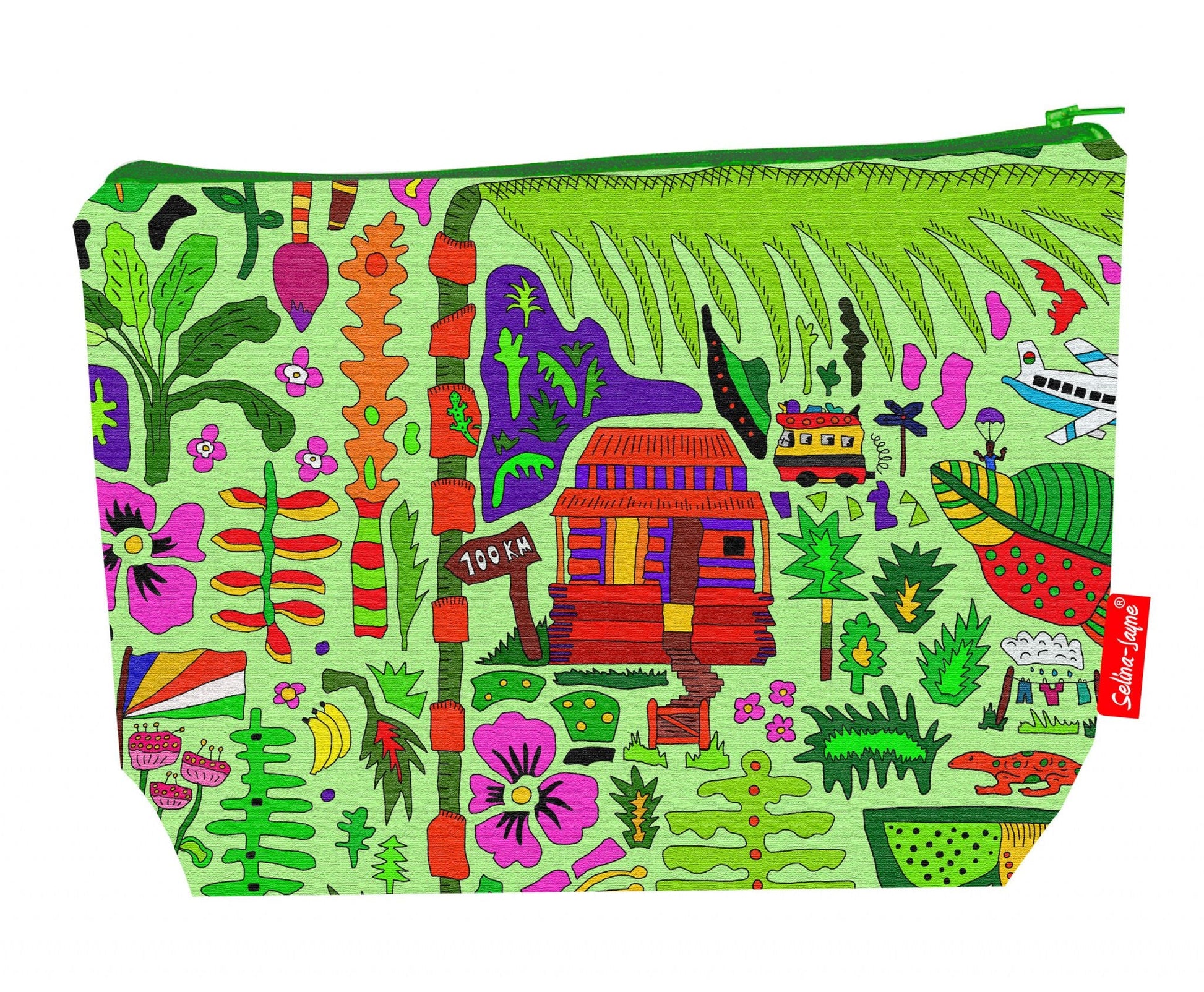 Premium tropical paradise wash bag featuring Seychelles design - practical 29cm travel size