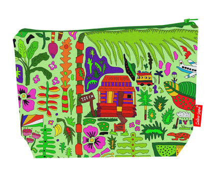 Premium tropical paradise wash bag featuring Seychelles design - practical 29cm travel size