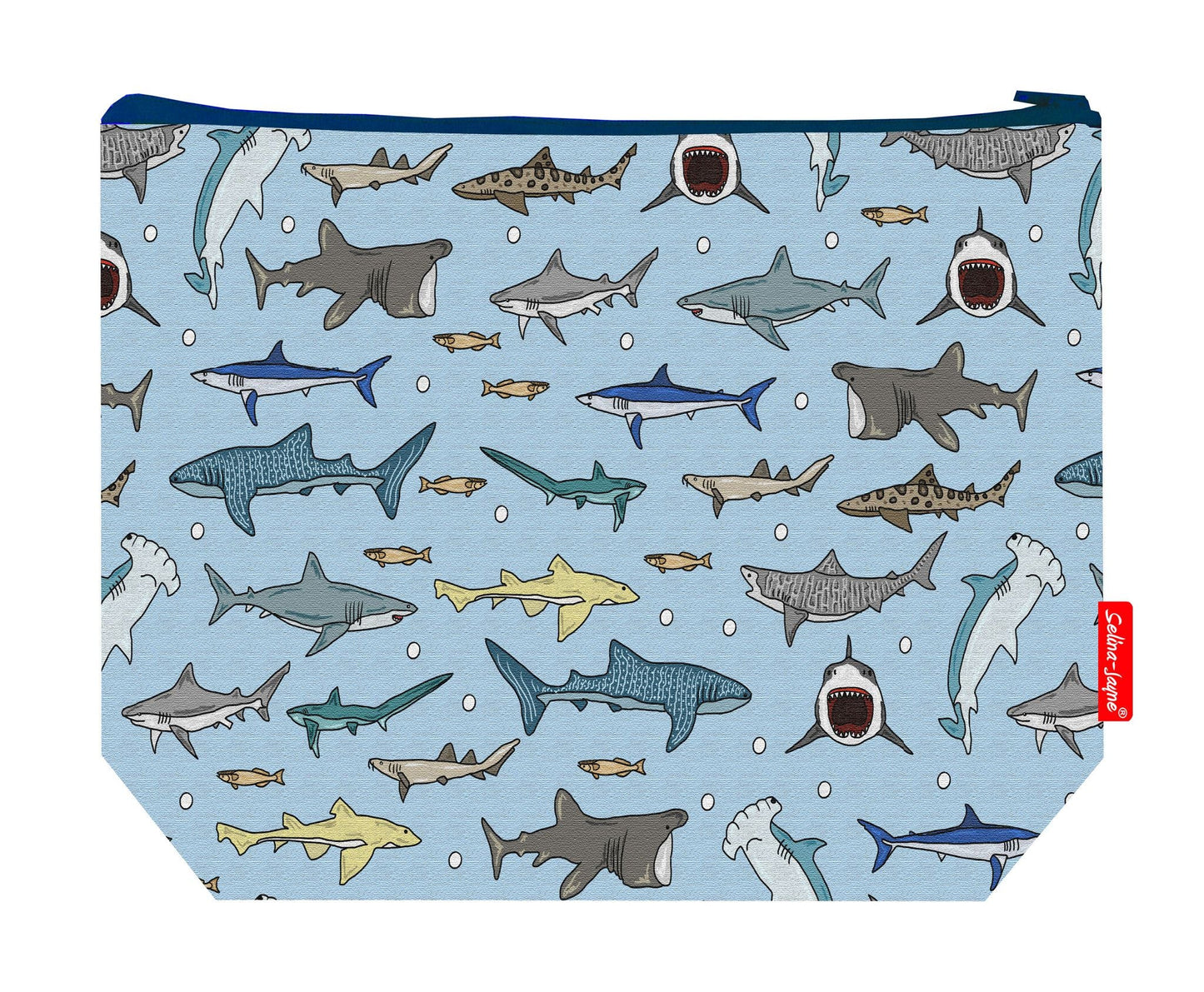 Premium ocean predator wash bag featuring sharks design - practical 29cm travel size