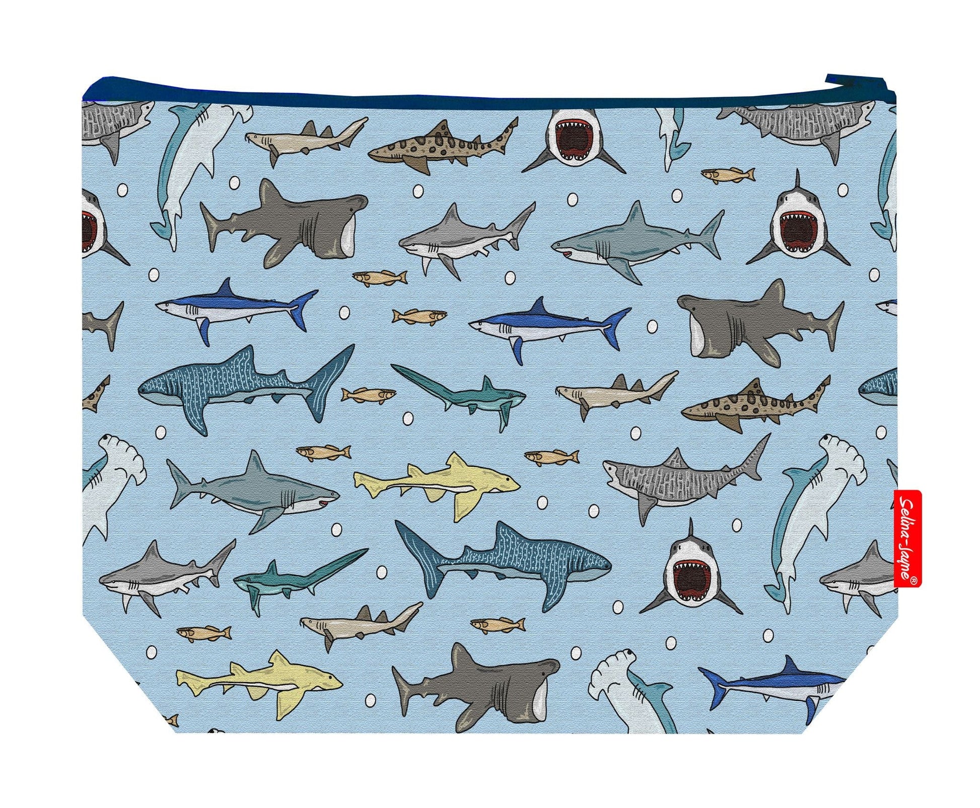 Premium ocean predator wash bag featuring sharks design - practical 29cm travel size