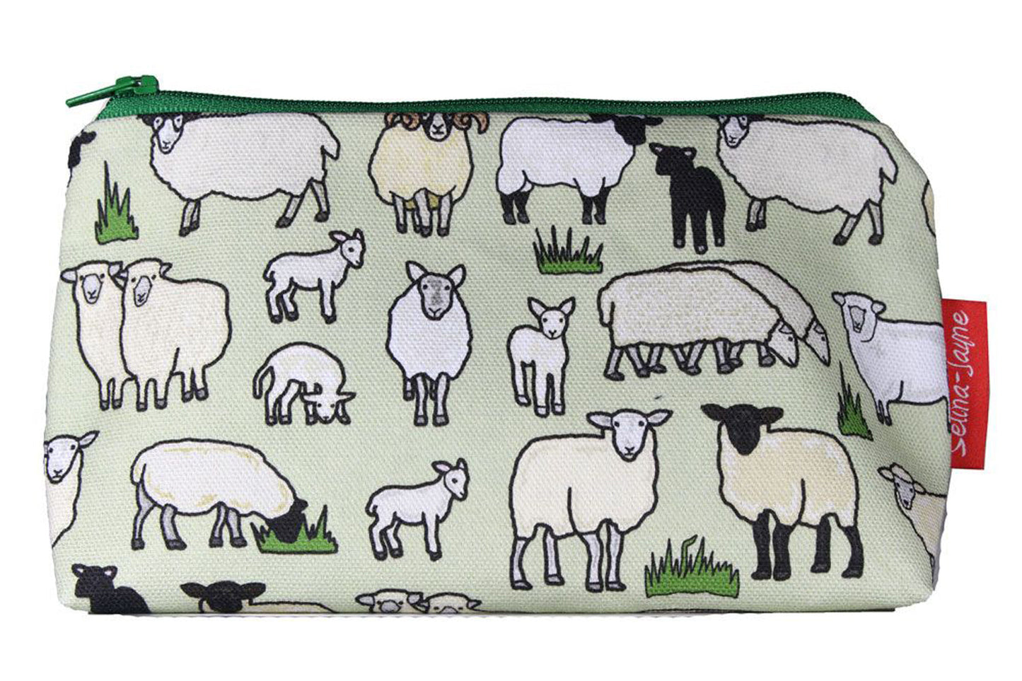 Sheep cosmetic bag by Selina-Jayne featuring vibrant farm animal design with HD print on durable polyester fabric