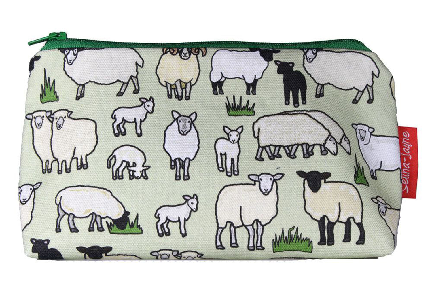 Sheep cosmetic bag by Selina-Jayne featuring vibrant farm animal design with HD print on durable polyester fabric