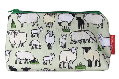 Sheep cosmetic bag by Selina-Jayne featuring vibrant farm animal design with HD print on durable polyester fabric