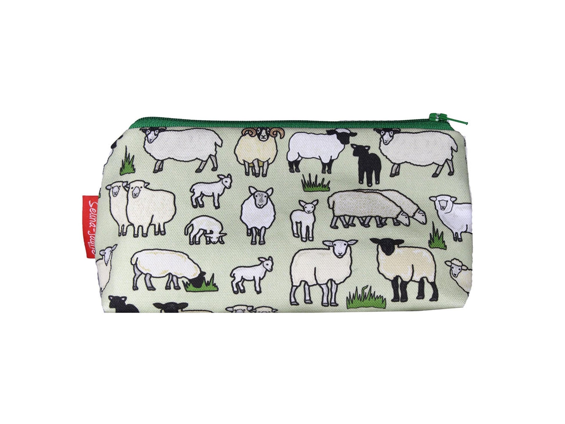 Sheep cosmetic bag by Selina-Jayne featuring vibrant farm animal design with HD print on durable polyester fabric