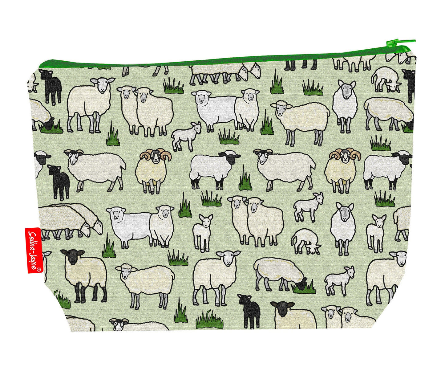 Sheep toiletry bag featuring charming farm animal design with vibrant HD print by Selina-Jayne Designs