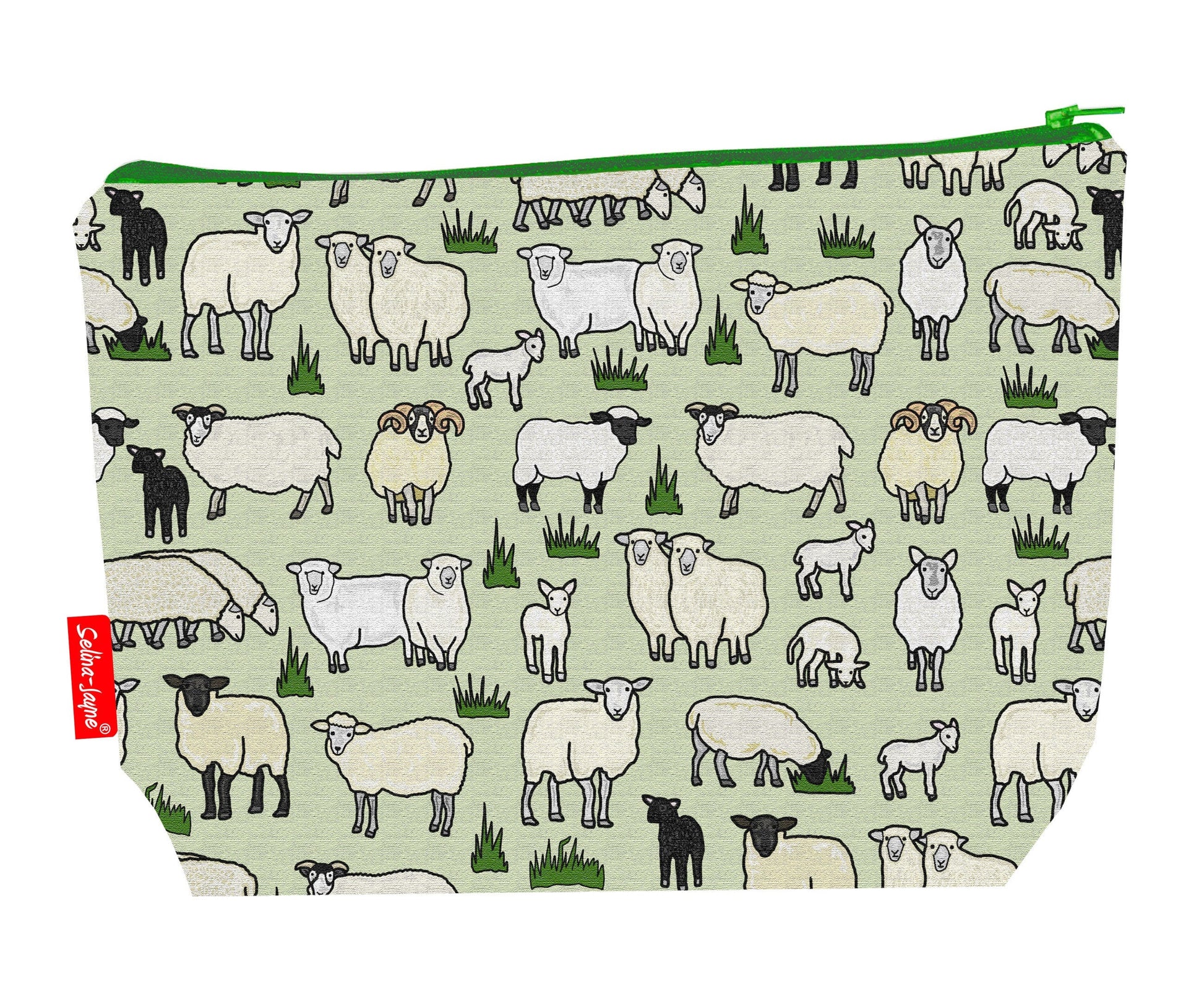 Sheep toiletry bag featuring charming farm animal design with vibrant HD print by Selina-Jayne Designs