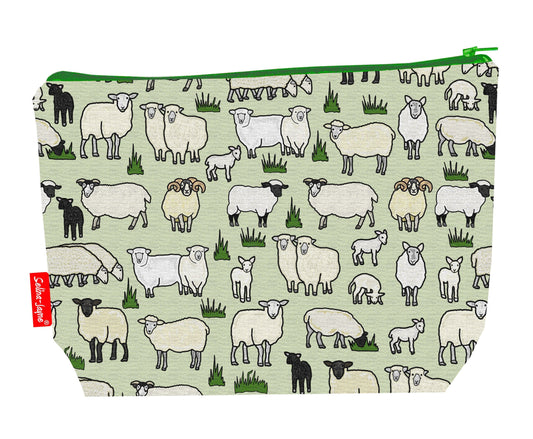 Sheep toiletry bag featuring charming farm animal design with vibrant HD print by Selina-Jayne Designs