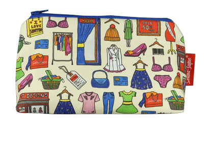Shopaholic cosmetic bag by Selina-Jayne featuring vibrant shopping lover design with HD print on durable polyester fabric