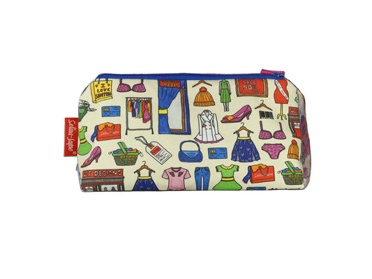 Shopaholic cosmetic bag by Selina-Jayne featuring vibrant shopping lover design with HD print on durable polyester fabric
