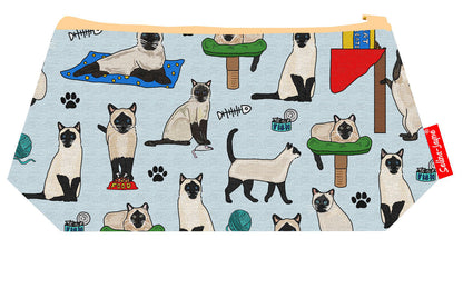 Siamese Cats cosmetic bag by Selina-Jayne featuring vibrant Siamese cat lover design with HD print on durable polyester fabric