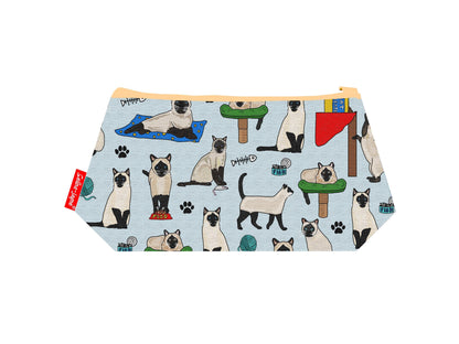 Siamese Cats cosmetic bag by Selina-Jayne featuring vibrant Siamese cat lover design with HD print on durable polyester fabric