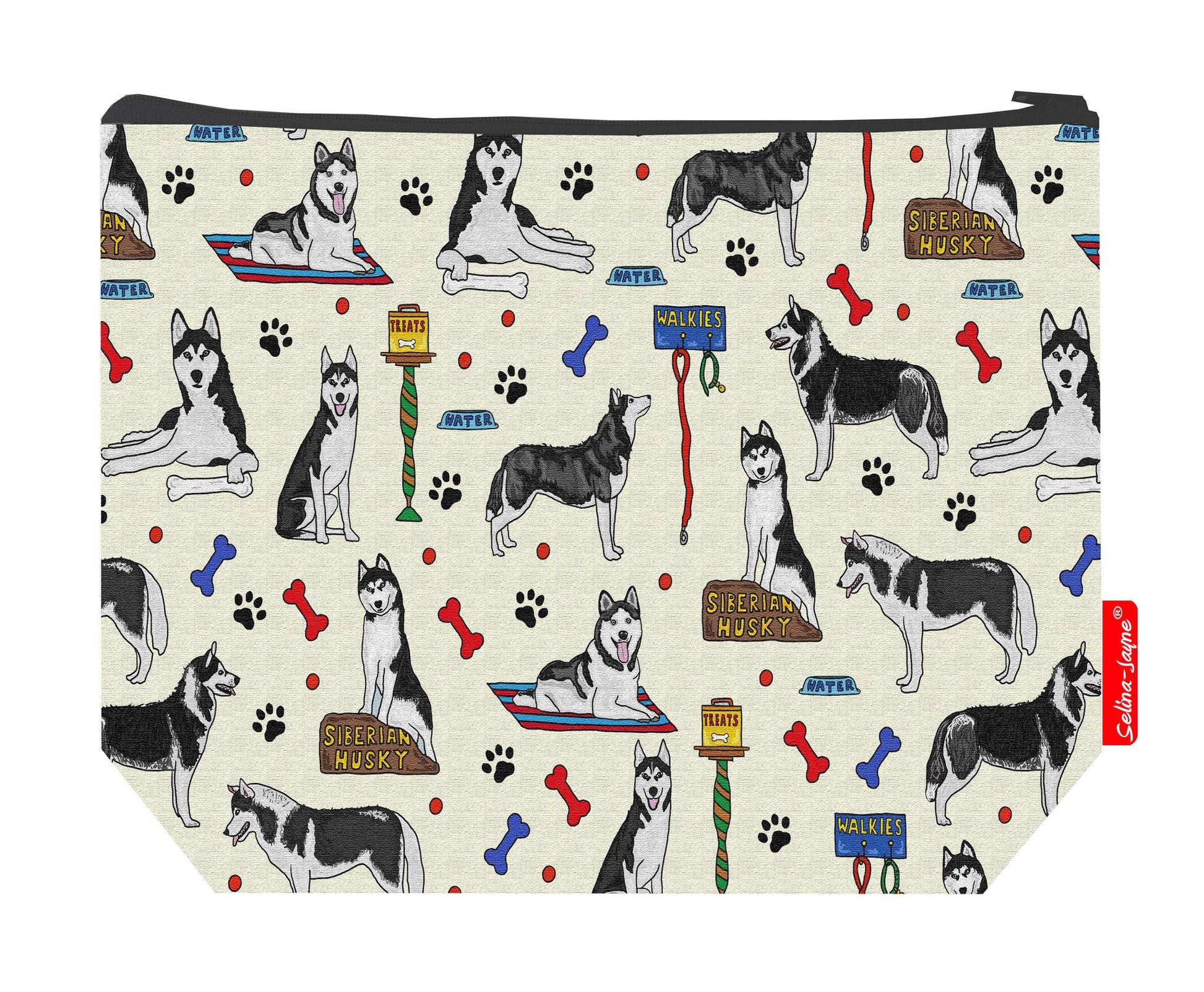 Practical 29cm dog lover wash bag with easy-care washable lining