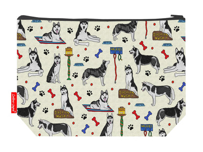 Premium Siberian Husky toiletry bag perfect for dog lovers and Husky owners