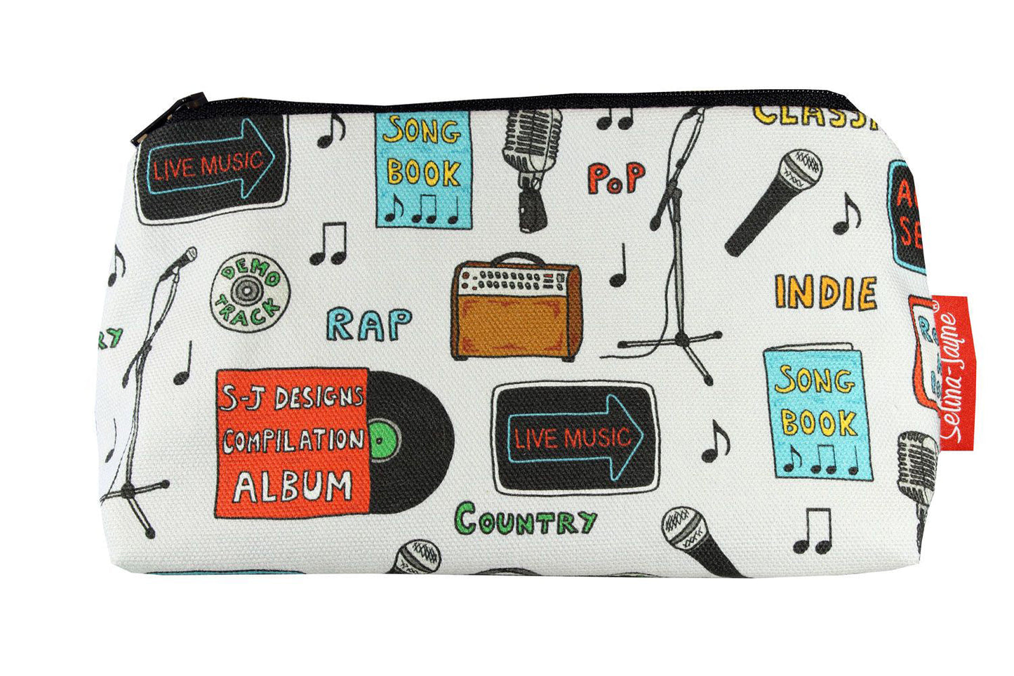Singer cosmetic bag by Selina-Jayne featuring vibrant vocalist design with HD print on durable polyester fabric