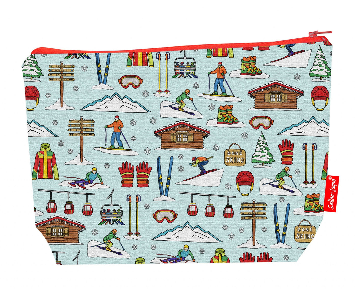 Premium 29cm skiing wash bag with washable lining and durable polyester construction