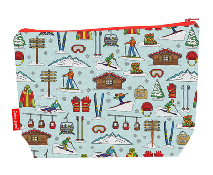 Skiing toiletry bag featuring dynamic winter sports design with vibrant HD print by Selina-Jayne Designs