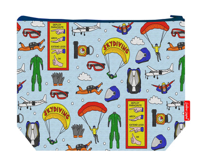 Premium 29cm skydiving wash bag with washable lining and durable polyester construction