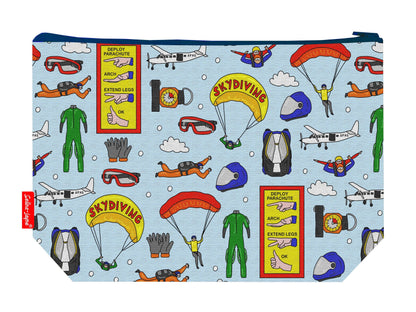 Skydiving toiletry bag featuring thrilling adventure sports design with vibrant HD print by Selina-Jayne Designs