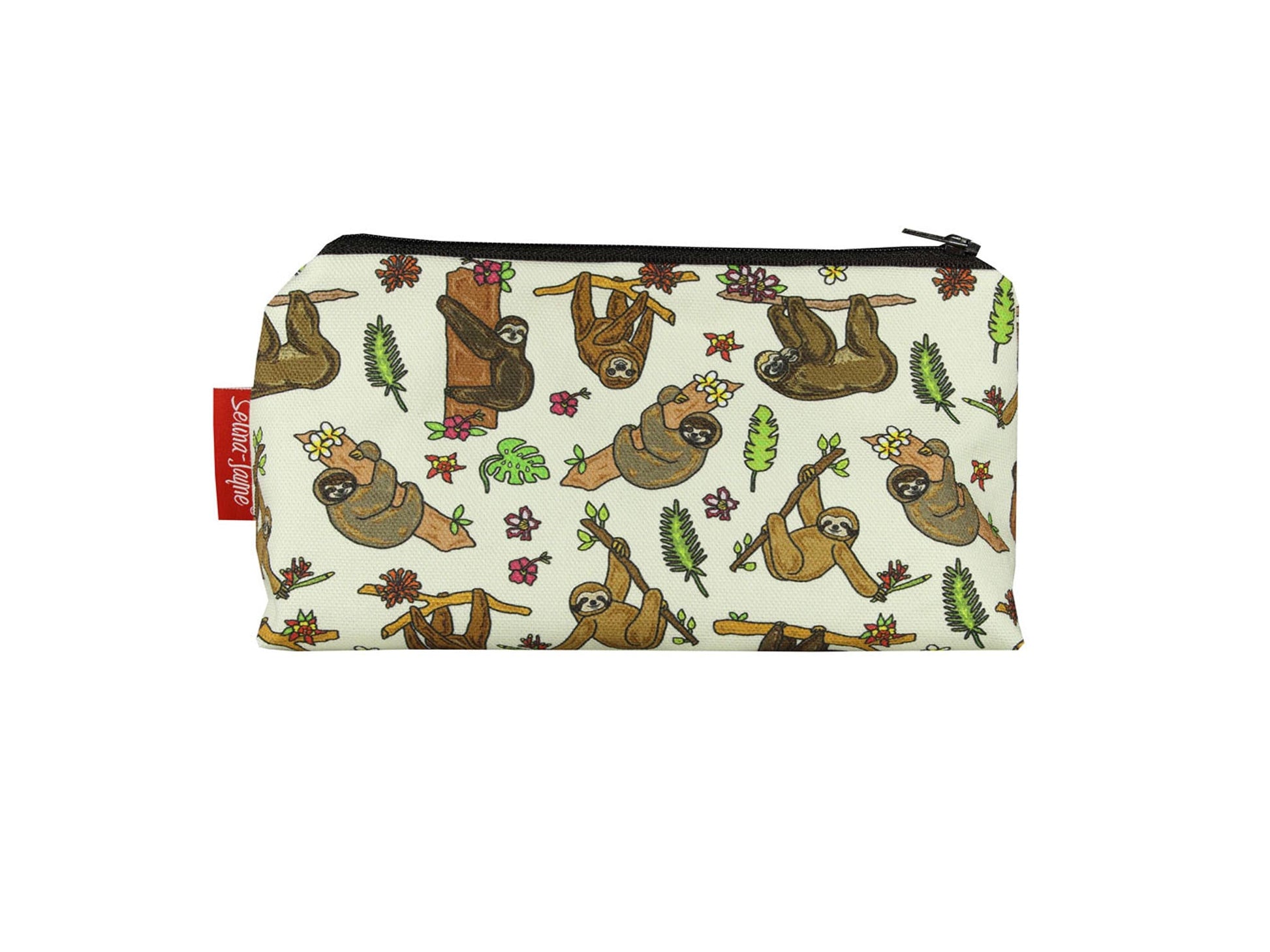 Sloth cosmetic bag by Selina-Jayne featuring vibrant sloth lover design with HD print on durable polyester fabric