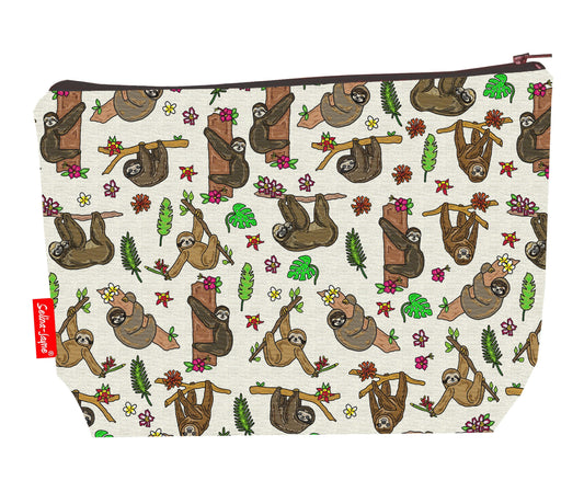 Sloth toiletry bag featuring adorable wildlife design with vibrant HD print by Selina-Jayne Designs