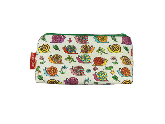 Snails cosmetic bag by Selina-Jayne featuring vibrant garden creature design with HD print on durable polyester fabric