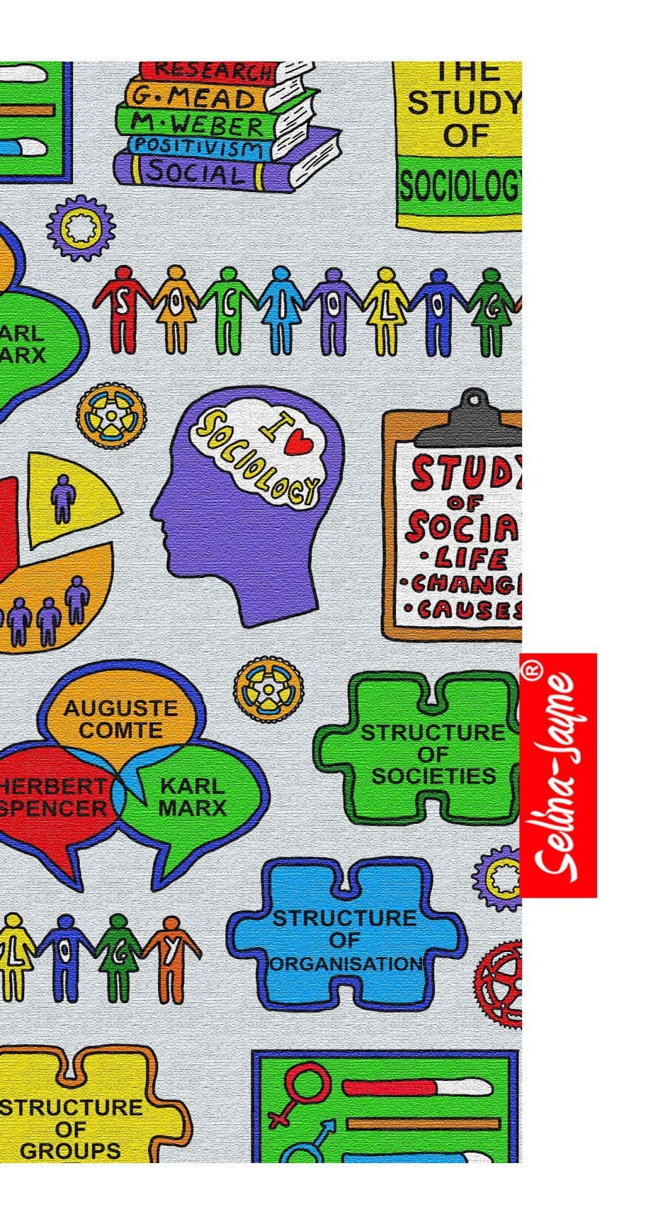 Premium sociologist gift glasses case with colourfast sociology design and soft cotton lining by Selina-Jayne