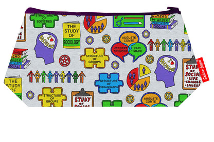 Sociology cosmetic bag by Selina-Jayne featuring vibrant sociologist design with HD print on durable polyester fabric