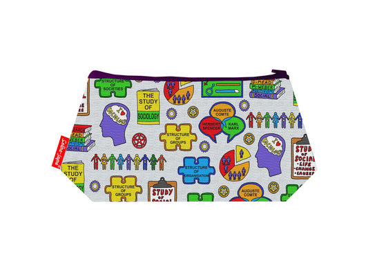 Sociology cosmetic bag by Selina-Jayne featuring vibrant sociologist design with HD print on durable polyester fabric